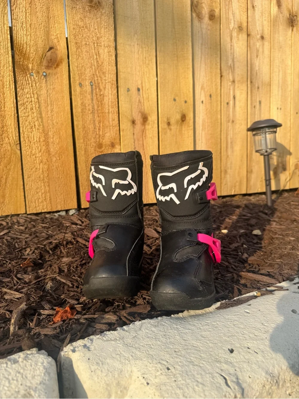 Fox Youth Black and Pink Motocross Boots